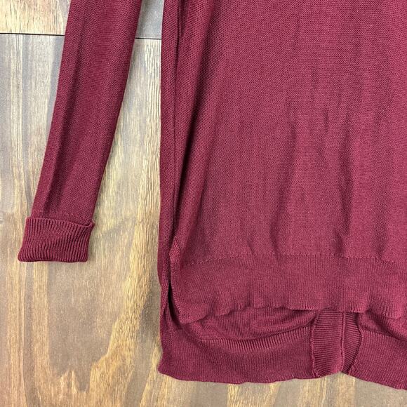 Anthropologie If It Were Me Womens Sweater Burgundy V Neck Criss Cross Back M - Picture 3 of 12